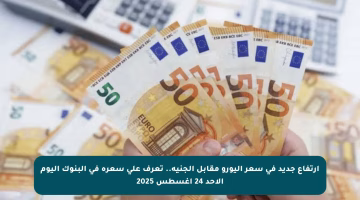 ارتفاع جديد في سعر اليورو مقابل الجنيه.. تعرف على سعره في البنوك اليوم الأحد 24 أغسطس 2025
